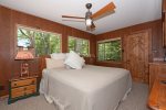Relax in the comfort of master bedroom in this historic Sedona Cabin